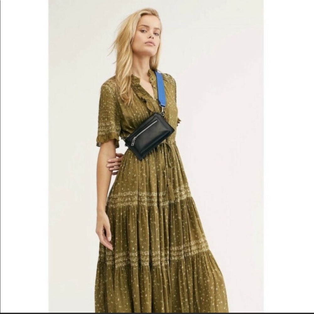Free People Rare Feelings Maxi Dress - Olive Green - xs